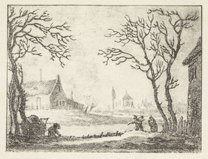 Winter Landscape with Houses and Figures