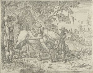 Saddled Horse with Soldiers by Pieter Bodding van Laer
