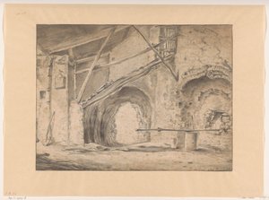 Interior with Gate and Stairs by Pieter Bodding van Laer