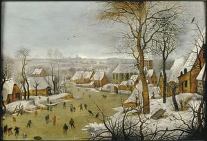 Winter Landscape with a Bird Trap, and the Flight into Egypt by Pieter Brueghel the Younger