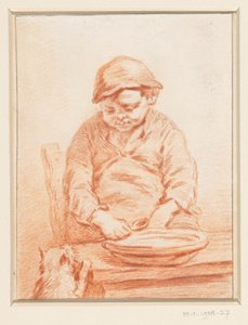 Boy Eating Porridge with Cat by Pieter Christoffel Wonder