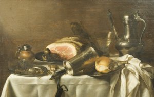 Still Life with a Ham by Pieter Claesz
