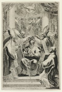 Consecration of the Bishop of Noyon with Scene of Pentecost Above by Pieter Claesz. Soutman