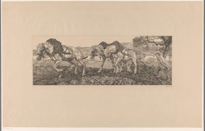 Plowing Horses by Pieter Dupont (signed by artist)