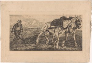 Two Plowing Horses by Pieter Dupont