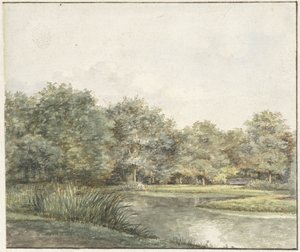 Landscape with Trees by the Water by Pieter Ernst Hendrik Praetorius