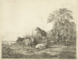 Shepherd and Shepherdess with Herd of Cattle