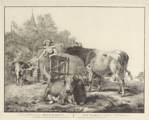 Cows and a Milkmaid (title on object: The Dutch Milk Cows) by Pieter Gerardus van Os