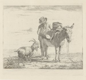 Man with a Pack Donkey and a Goat by Pieter Gerardus van Os