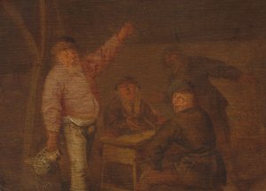 Peasants Drinking in a Barn by Pieter Hermansz. Verelst
