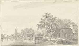 Village Scene with River by Pieter Jan van Liender