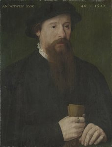 Portrait of a Man Holding His Gloves by Pieter Jansz. Pourbus