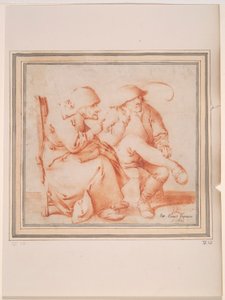 Old Peasant Couple Seated by Pieter Jansz. Quast