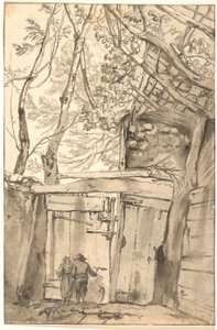 Man and Woman in Front of an Old Gate by Pieter Mulier d.Y.