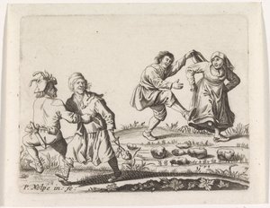 Two Dancing Peasant Couples by Pieter Nolpe