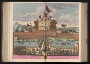 Castle of the Holy Angel on the River Tiber in Rome (Castellum S. Angeli) by Pieter Schenk (I)