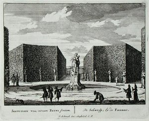 Hexagonal hedge by a faun fountain, from 