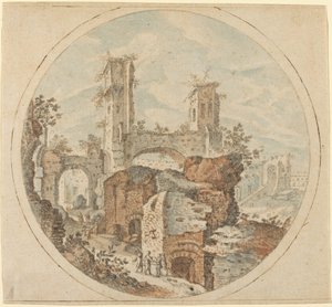 Travellers among Roman Ruins by Pieter Stevens