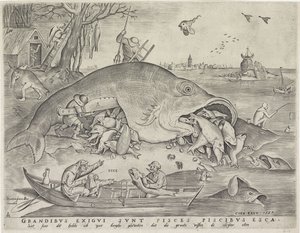 Big fish eat the small fish, engraved by Pieter van der Heyden, 1557 by Pieter The Elder after Brueghel