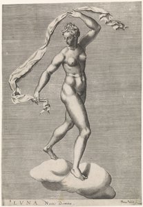 Diana as Luna on a cloud (The seven planets) by Pieter Valck