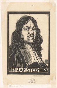 Portrait of Jan Steen by Pieter Willem van Baarsel (signed by artist)