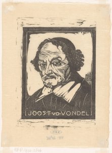 Portrait of Joost van den Vondel by Pieter Willem van Baarsel (signed by artist)