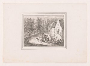 Landscape with Watermill and a Grazing Goat on a Rope