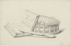 Still Life with Book, Letter Opener, and Basket by Pieter de Goeje