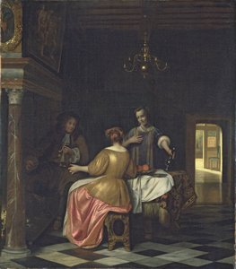 Interior with a Gentleman and Two Ladies Conversing, c.1668-70 by Pieter de Hooch
