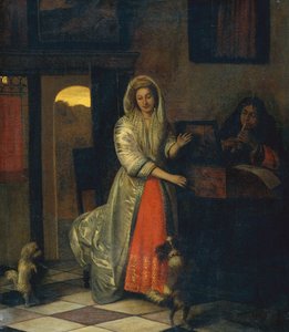 Lady and a Gentleman Making Music with Dancing Dogs