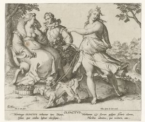 Smell (title on object) (series title) by Pieter de Jode (I)