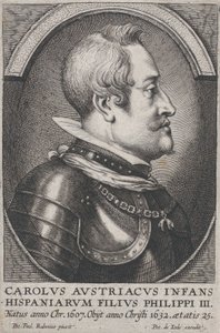 Portrait of Charles of Austria, Infante of Spain, in profile to the right by Pieter de Jode II