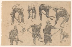 Study Sheet with Sketches of a Digging Worker by Pieter de Josselin