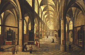 Interior of Cathedral with Figures by Pieter the Elder Neeffs