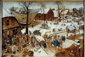 The payment of the dime or the denombrement at Bethlehem. Painting by Pieter Brueghel the Younger (1564-1638)