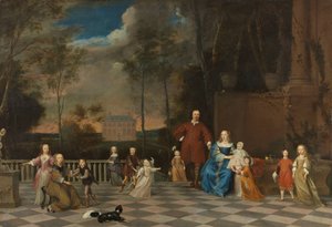 The Amsterdam Merchant Jeremias van Collen (1619-1707) with his Wife and their Twelve Children by Pieter van Anraedt (attributed to)