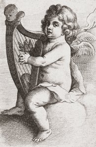 A Child Angel Playing a Harp by Pieter van Avont