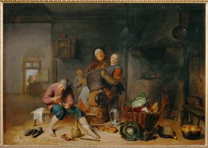 Interior of a Farmhouse, a Fight by Pieter van Slingelandt