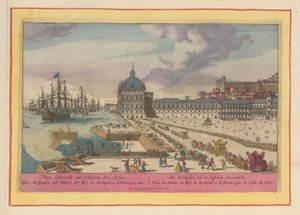 View of the Royal Palace in Lisbon and the Forecourt with People by Pieter van den Berge