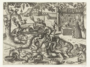 Sleeping Peddler Robbed by Monkeys by Pieter van der Borcht (I)