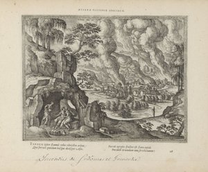 Destruction of Sodom and Gomorrah / Lot and His Daughters by Pieter van der Borcht (I)