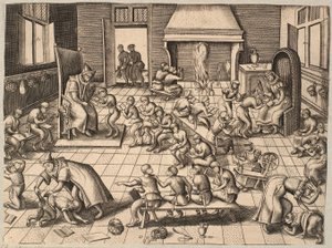 The Classroom. Monkeys Being Taught and Punished in a Classroom by Pieter van der Borcht