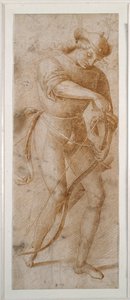 A young man stringing his bow by Pietro (follower of) Perugino