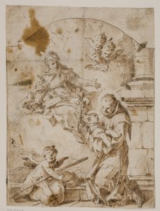 St. Anthony of Padua Kneeling with the Christ Child in His Arms While the Virgin and Angels Appear in the Sky