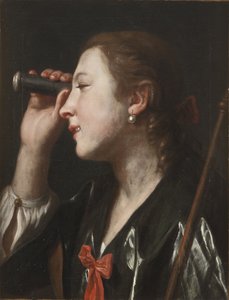 Girl Looking Through a Telescope