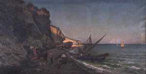 Fishermen in a Cove at Sunset