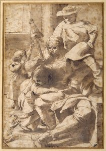 Family group in an interior