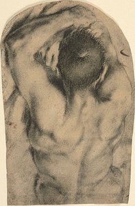 Half-Length Recumbent Male Nude Seen from the Back, c.1590 by Pietro Faccini