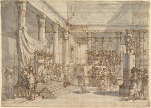 Timotheus Playing the Lyre before Alexander and Thaïs in the Hall of the Palace at Persepolis by Pietro Fancelli