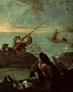 Hunters Shooting at Ducks